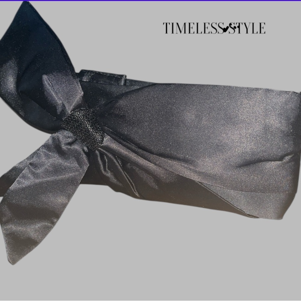 Vintage Spiegel Sequin And Bow Satin Dressy Clutch